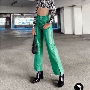 Princess Polly Green Leather Pants. New with tags!